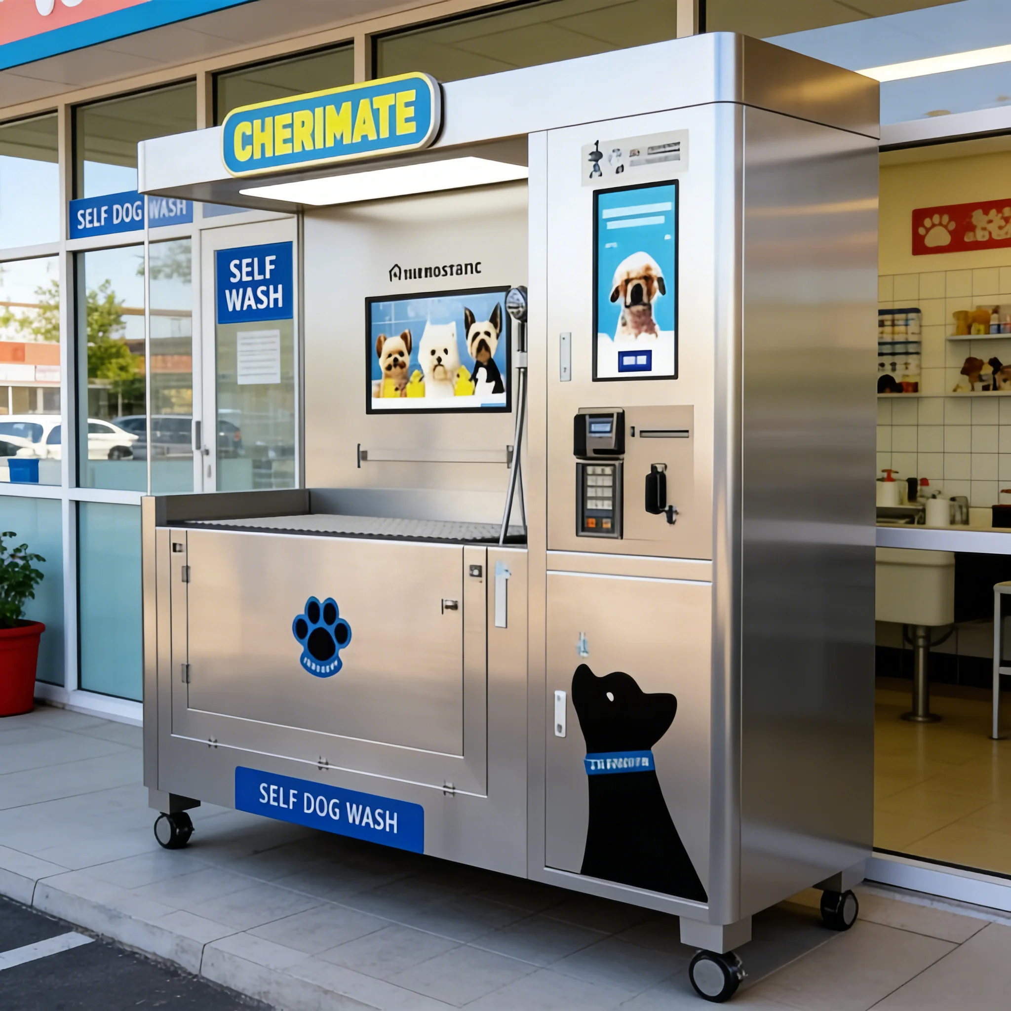 ！@USMILEPET Semi Automatic Pet Washing Machine Dog Cat Washing Station Self-Service Vending Machine for Medium Small Animals