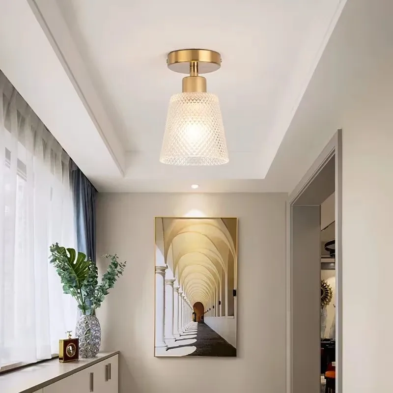 

Brass Minimalist LED Ceiling Lamp Modern Small Fixture for Bedrooms Entrances Balconies & Narrow Corridor