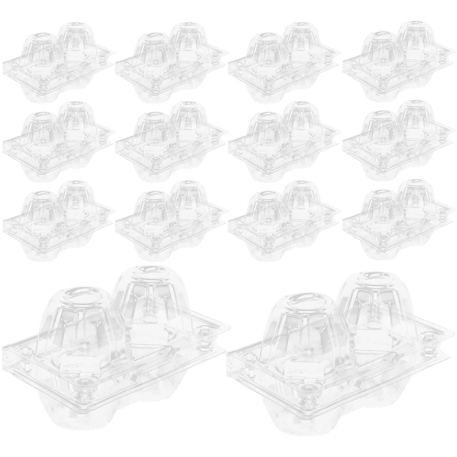 

50pcs Container 2-Slot Transparent Carton For Storage Lightweight Egg Packing Holder Chicken Egg Storage Box Compact Organizer