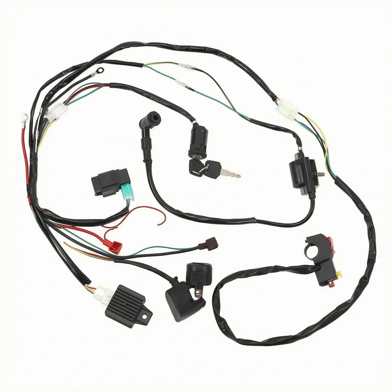 Complete Wiring Harness Kit Easy Installation Wiring Harness with Ignition Switch Electrics Wire Loom Assembly Allintegrated