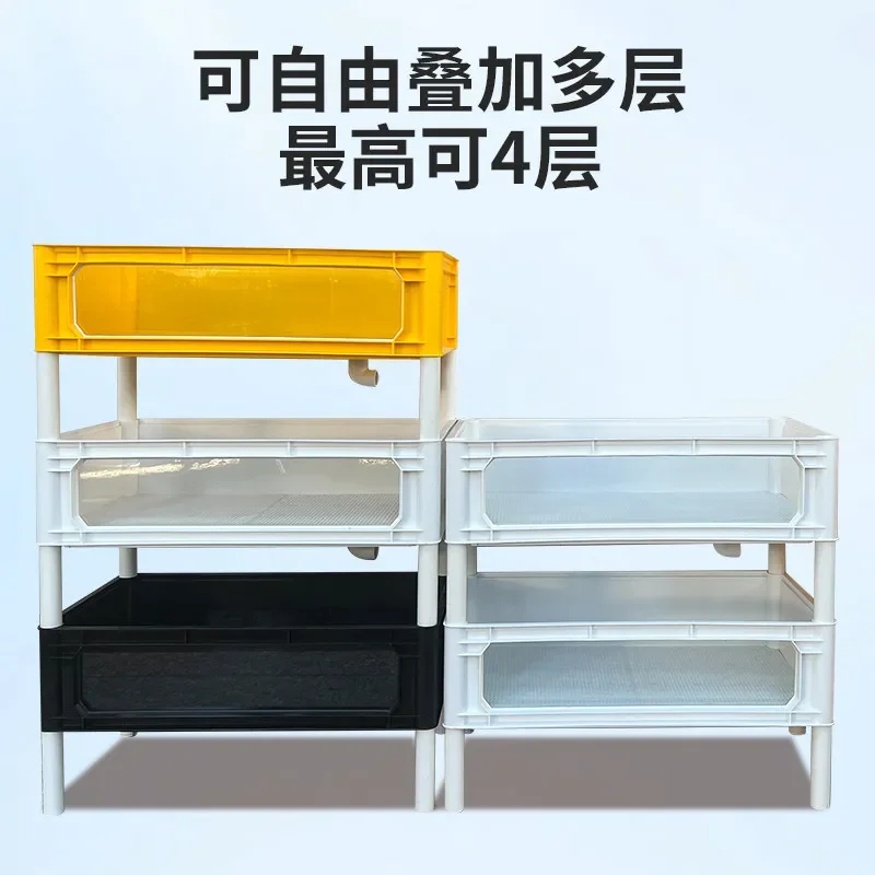 Light plastic turtle tank, turtle seedling feeding box, water turtle, egg turtle seedling breeding, transparent row tank drainag