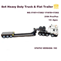 MOC17197 8x4 Heavy Duty Truck 17382 Flat Trailer Model With PDF Drawings Building Blocks Bricks DIY Birthday Christmas Gifts