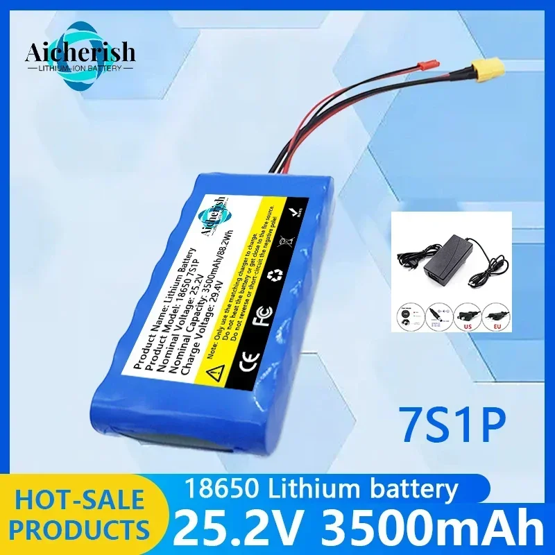 

High-capacity 7S1P 25.2V 3500mAh 18650 Li-ion Battery Pack,for Monitoring Speaker Small Electric Unicycle Rechargeable Battery