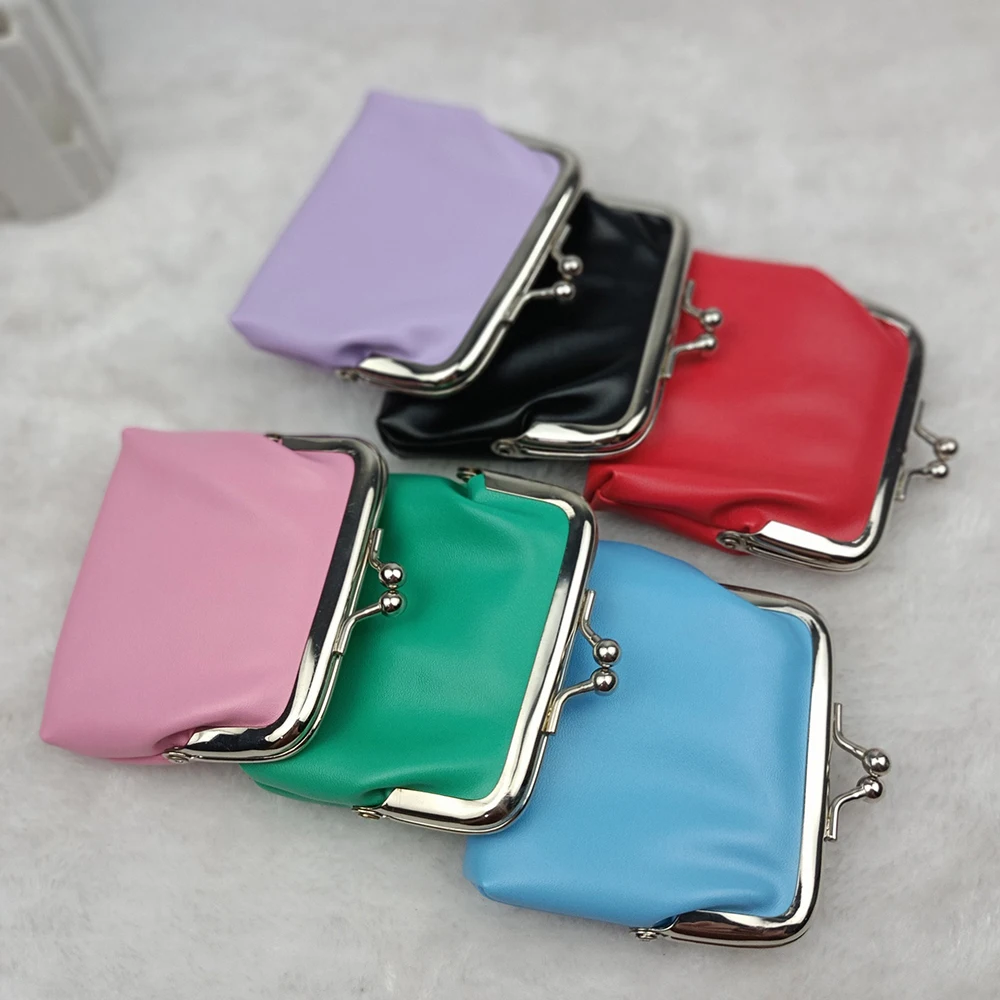 12pcs Coin Purses Women  PU Brief Plain Protable Hasp Short Ear Line Storage Bag Size 3Inch