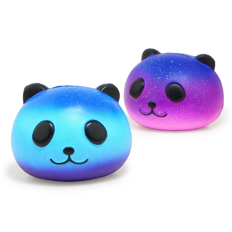 Jumbo Squishy Colorful Galaxy Panda Cute Slow Rising Stress Reliever Soft Squeeze Toy PU Bread Scented Xmas Fun Gift for Kid