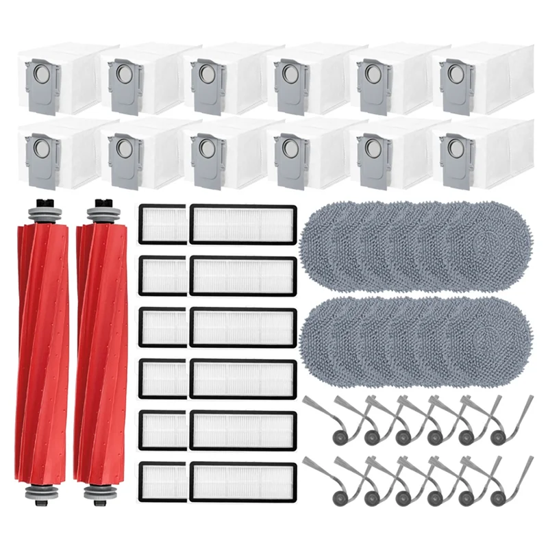 【24 Hours-Sale!】Replacement Parts Vacuum Main Side Brush Filter Mop Dust Bag For Roborock QV 35A/QV 35S/QR 598/QR 798/Qrevo L