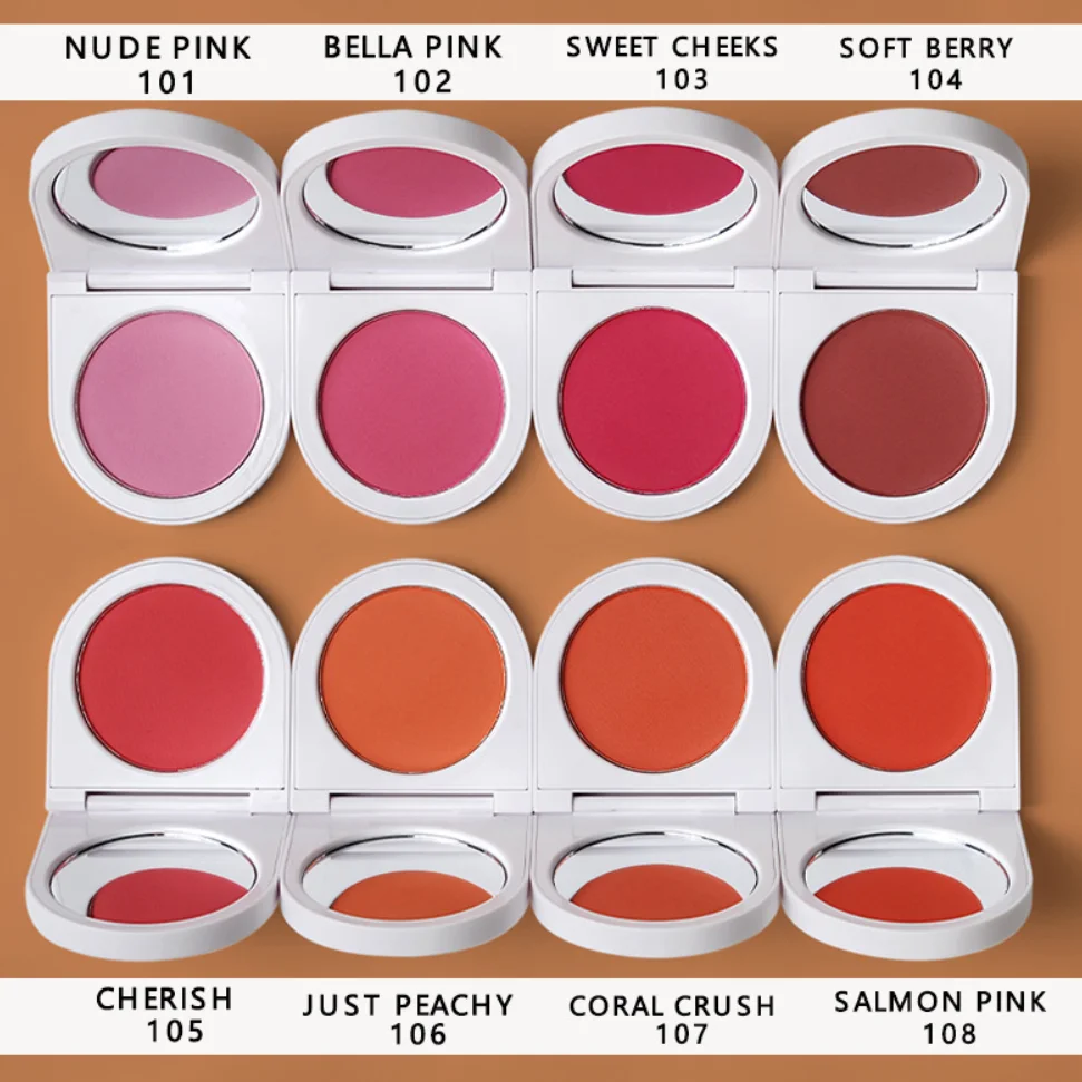 Make-up-Rouge, individuelles Logo, nährende Gesichts-Wangenkontur, Pfirsich-Rouge-Palette, Damen, matt, gepresstes Puder, Kosmetik, Großpackung, 5 Stück