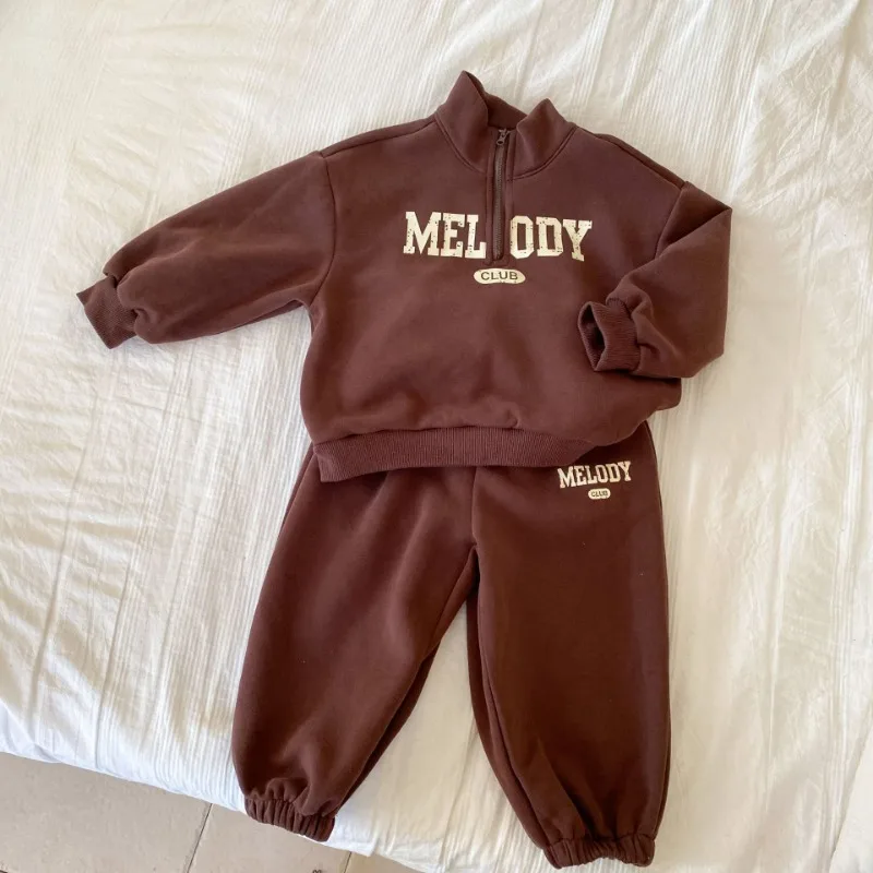 2024 Autumn Kids tracksuit Letters printed Boys turtleneck sweatshirts And Sweatpants 2Pcs suit Girls sports sets