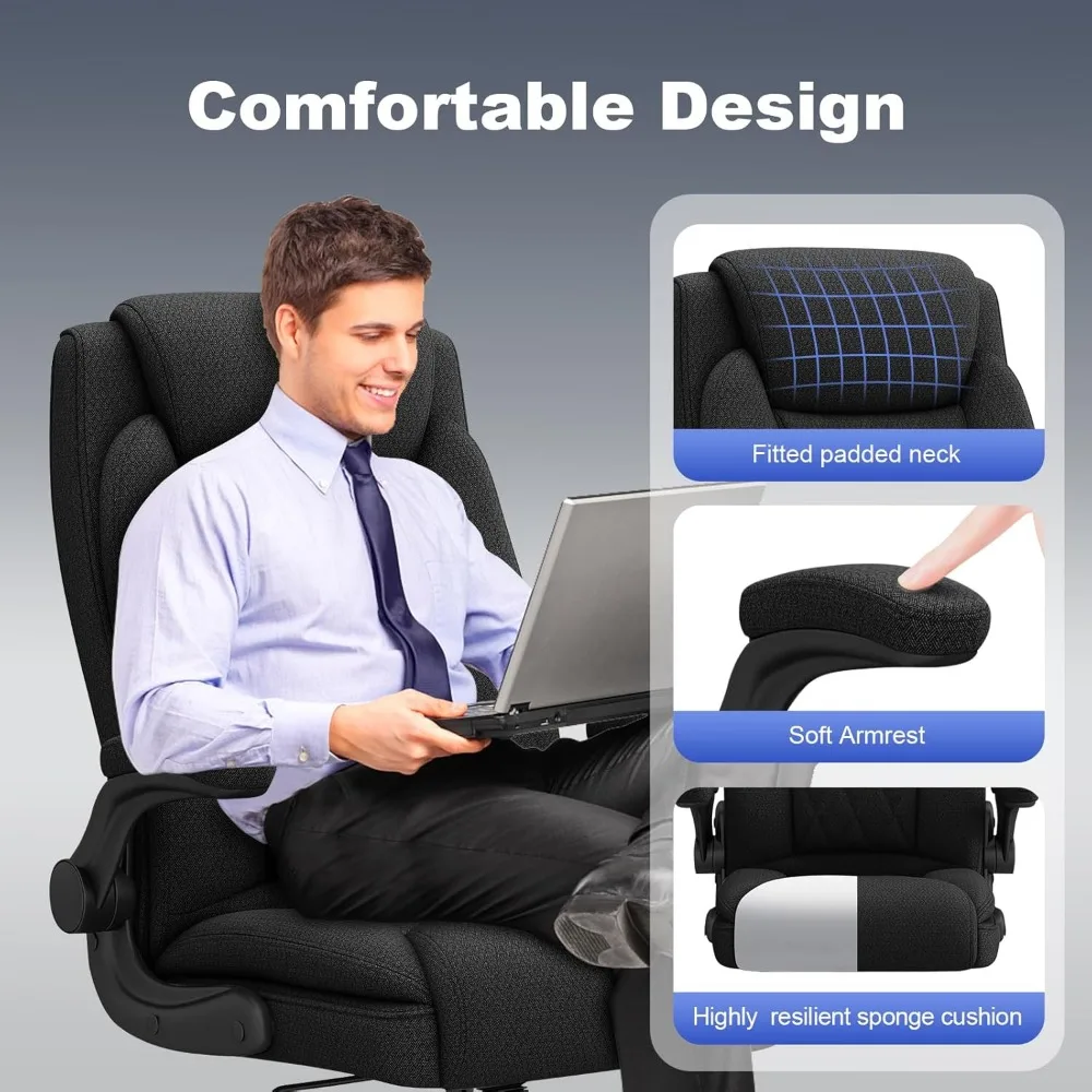 Big and Tall Fabric Office Chair -500 lb Heavy Duty Office Chair for Big Man, High Back Executive Office Desk Chair with 120°