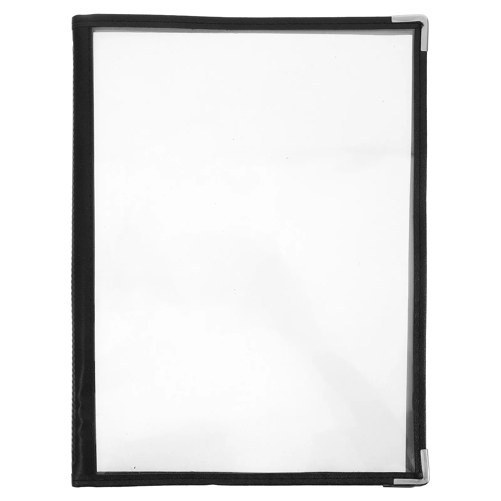 

Restaurant Menu Book Transparent PVC 3 Pages 6 Sides White Corner Design Multi-Functional Menu Holder for Cafes Bars Cashier
