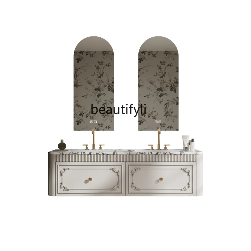 

French Bathroom Cabinet Combination American Bathroom Cabinet Washstand Wash Basin Seamless Double Pots