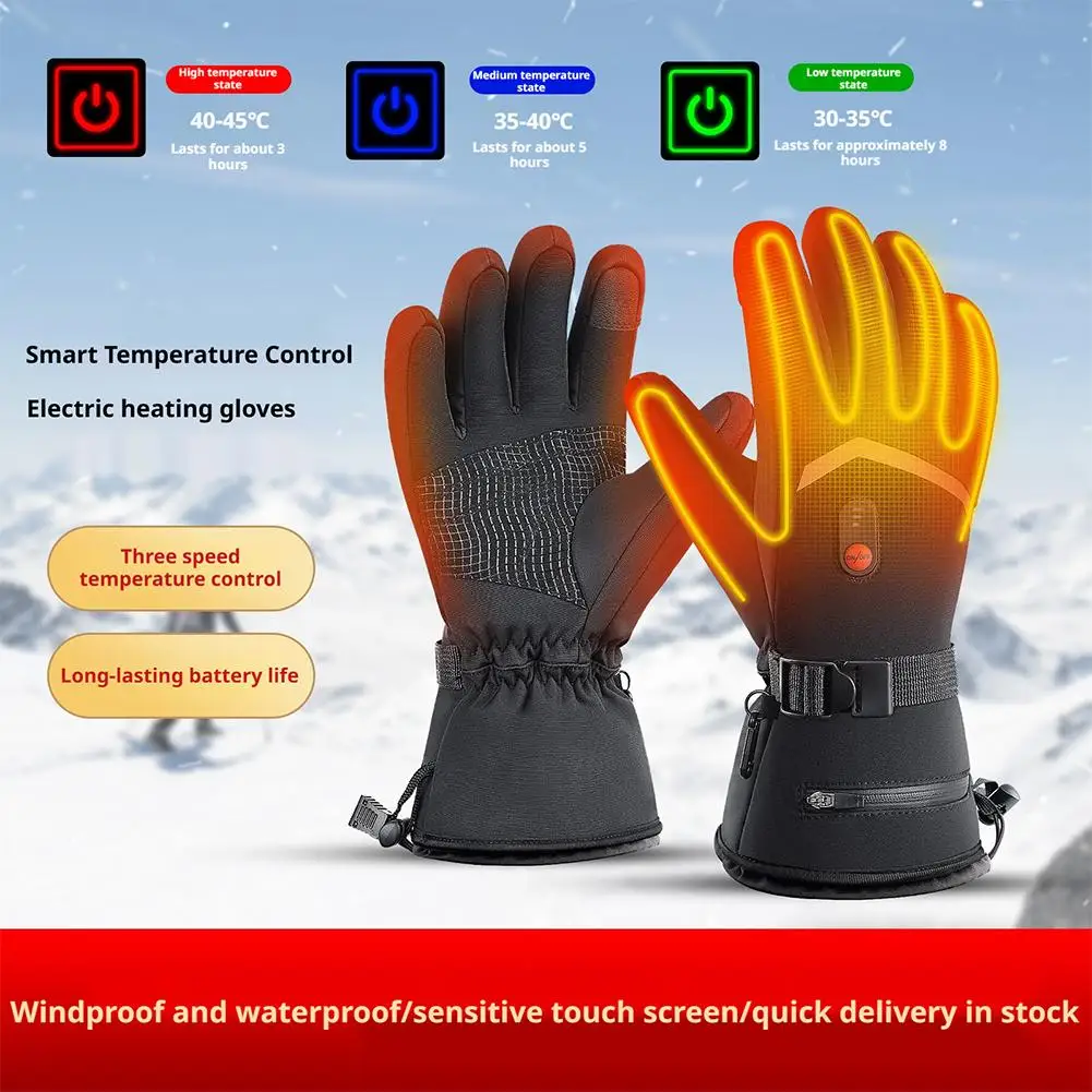 

Electric Heated Gloves Motorcycle Winter Moto Heated Gloves Warm Waterproof Rechargeable Heating Thermal Gloves For Snowmobile
