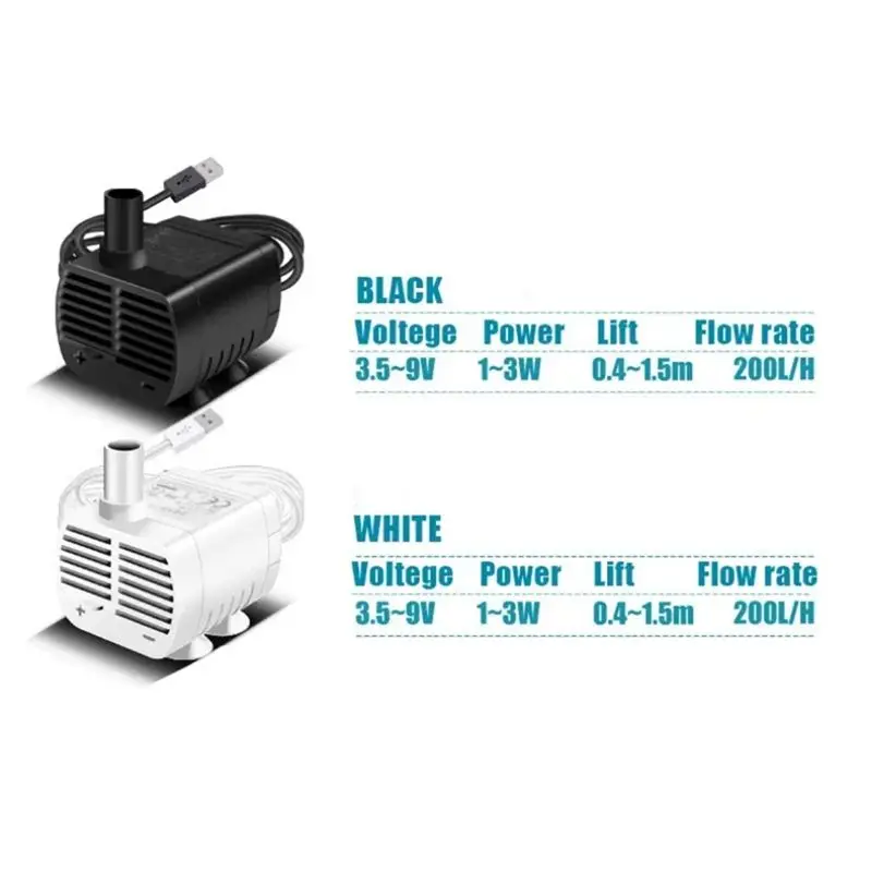 J1UL1N Silent USB Water Pump Brushless Water Pump For Pet Water Dispenser Rockery Fountain Fish Tank Submersible Pumps Aquarium