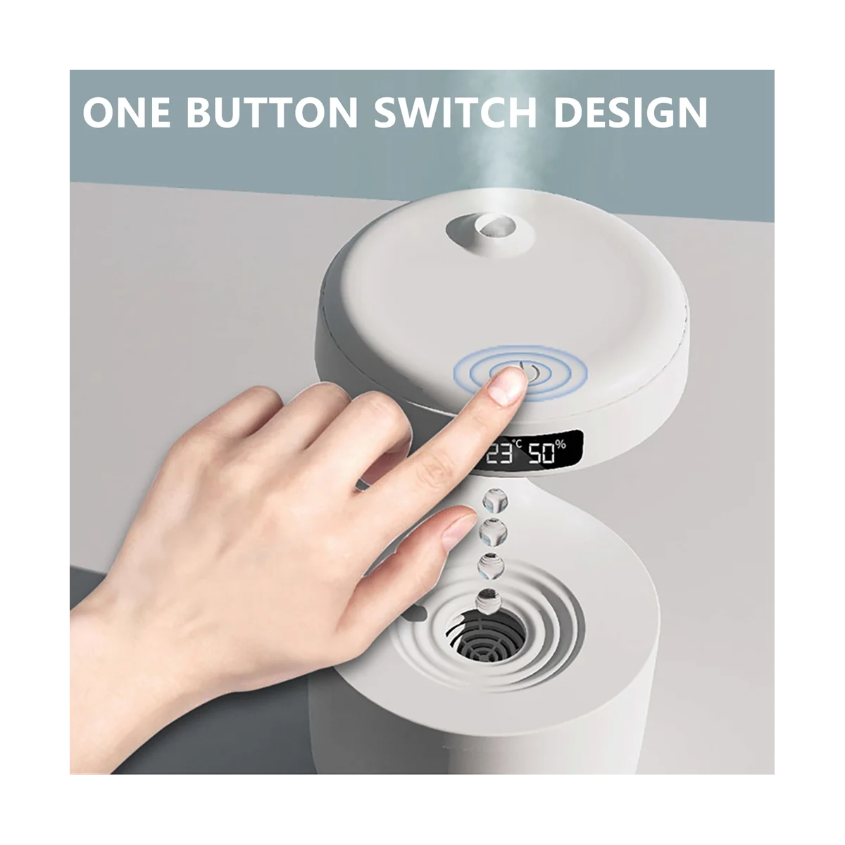 가정용 중력 방지 가습기 물방울 초음파 쿨 미스트 메이커, 침실 사무실용 LED 디스플레이 포함, 800ml