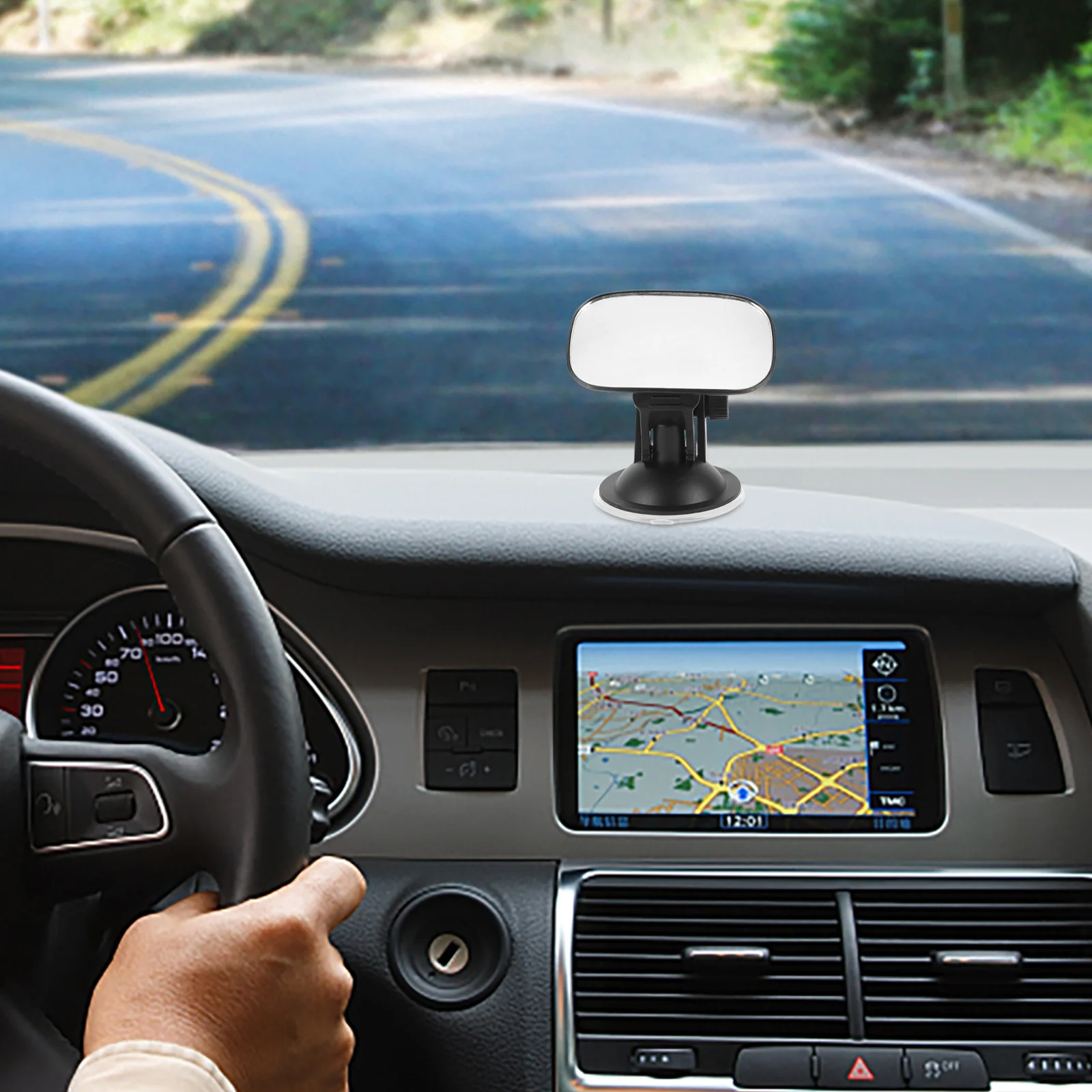 Espejo de coche con ventosa ajustable negra para asiento trasero, observación de seguridad, espejo retrovisor Interior para bebé