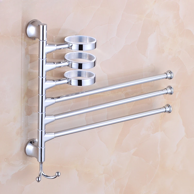 

Rotating towel rack, bathroom movable hand towel hanging rod double rod