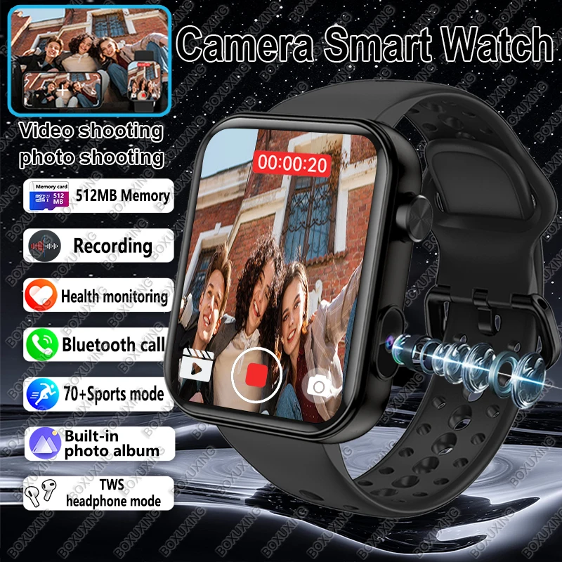 

New Camera Smart Watch Men Women Photos Record Video Photo Album Sports Healthy HD BT Call Waterproof Smartwatch For Android iOS