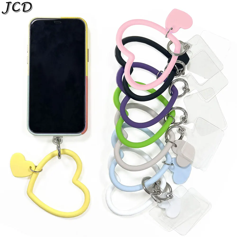 JCD Silicone Heart Loop Cell Phone Hand Wrist Strap With Key Chain Holder - Universal Mobile Phone Straps For All Smartphones