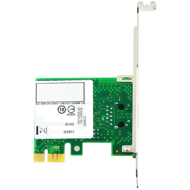 1Set I210-T1 PCI-Ex1 Gigabit Single Port Server Desktop Wired Network Card I210AT Chip Desktop Network Card