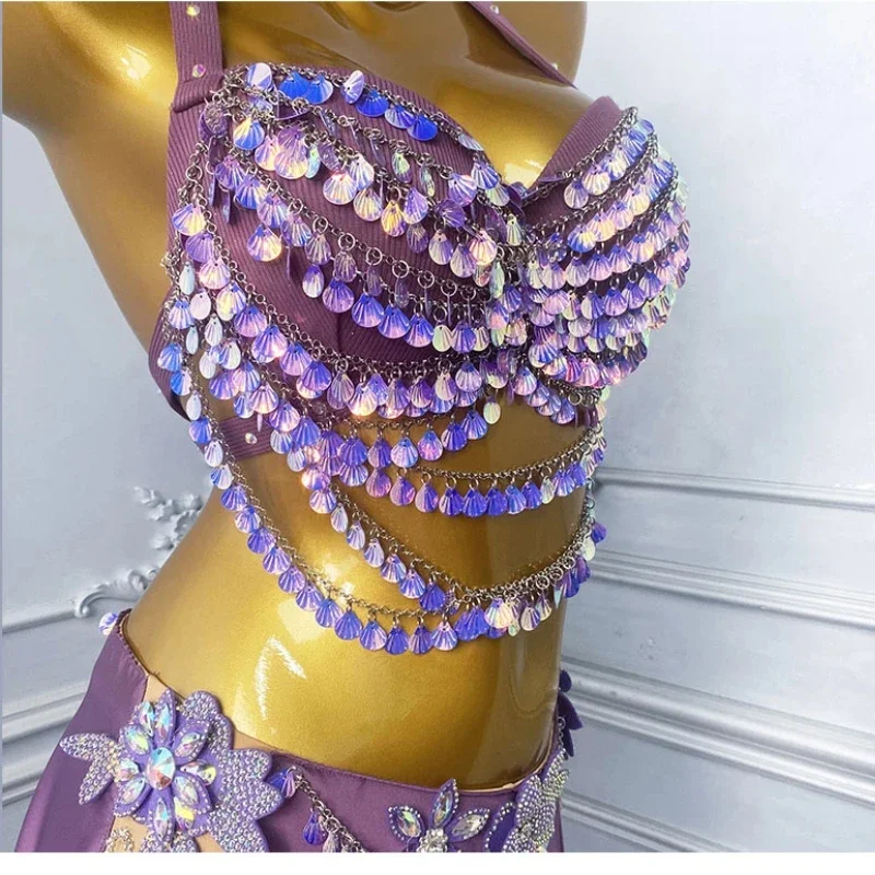 فستان أداء الرقص الشرقي للنساء 2025 فستان جديد لمرحلة الرقص الشرقي الراقية باللون الأرجواني للمرأة #5