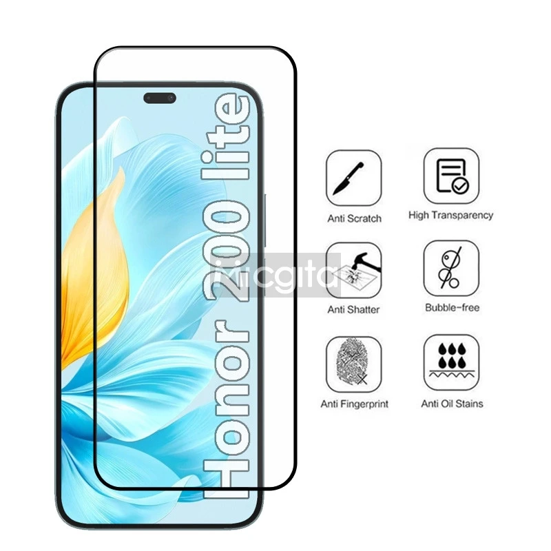 4+2 9H Tempered Glass Film For Honor 200 Lite Screen Protector Anti-Scratch Front film and Soft Fiber Lens film