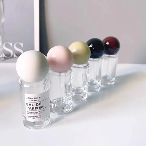 20ML 빈 향수 유리 병 나무 뚜껑 리필 스프레이 병 여행 액체 화장품 필수 향수 용기 미니