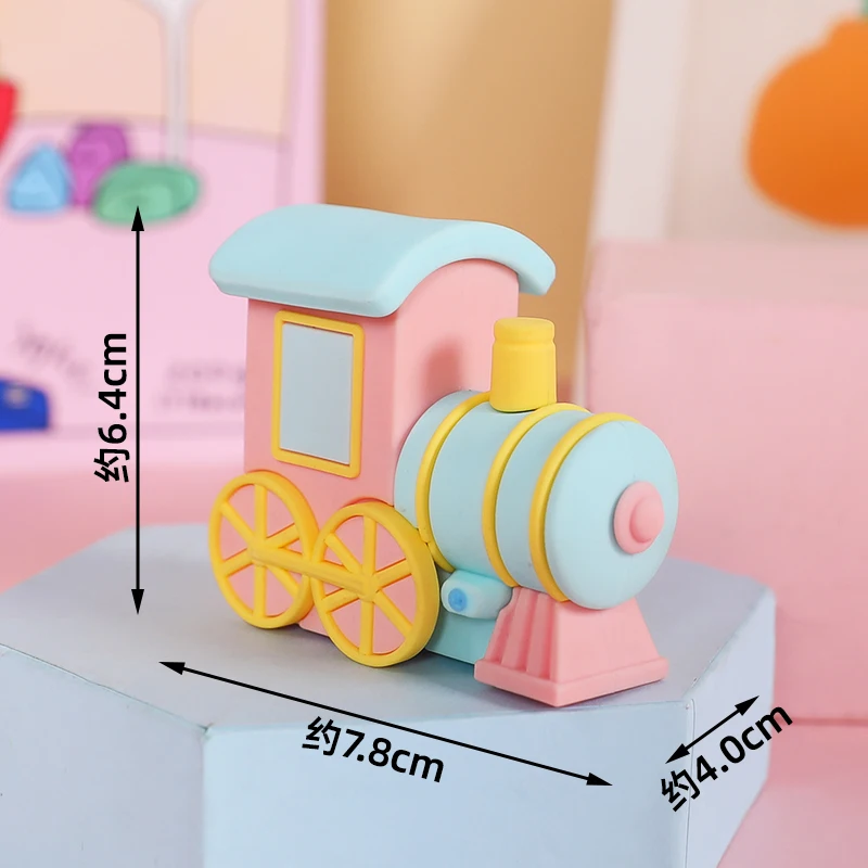 Blauer Zug-Kuchenaufsatz, Lokomotive, Kuchendekoration, weiches Gummi, rot, blau, grau, Macaron, kleiner Zug für Kinder, alles Gute zum Geburtstag – Detail 20