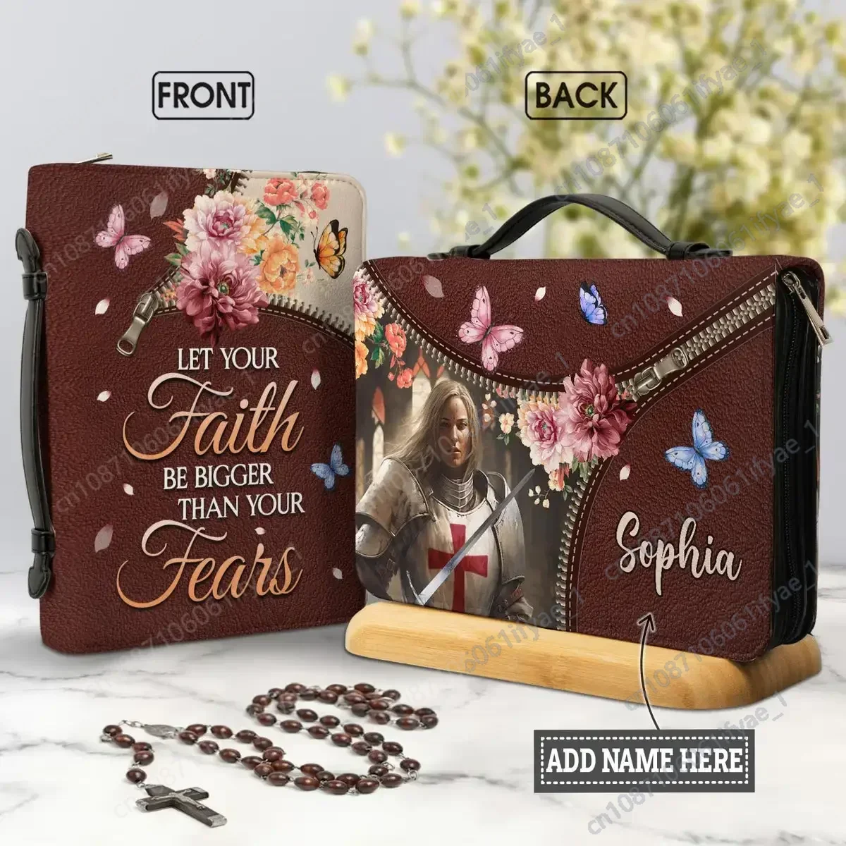 Knight Butterfly Floral Bible Proverbs Print 2023 Ladies Personalitized Bible Bag Bible Cover Case for Women Holy Storage Boxes