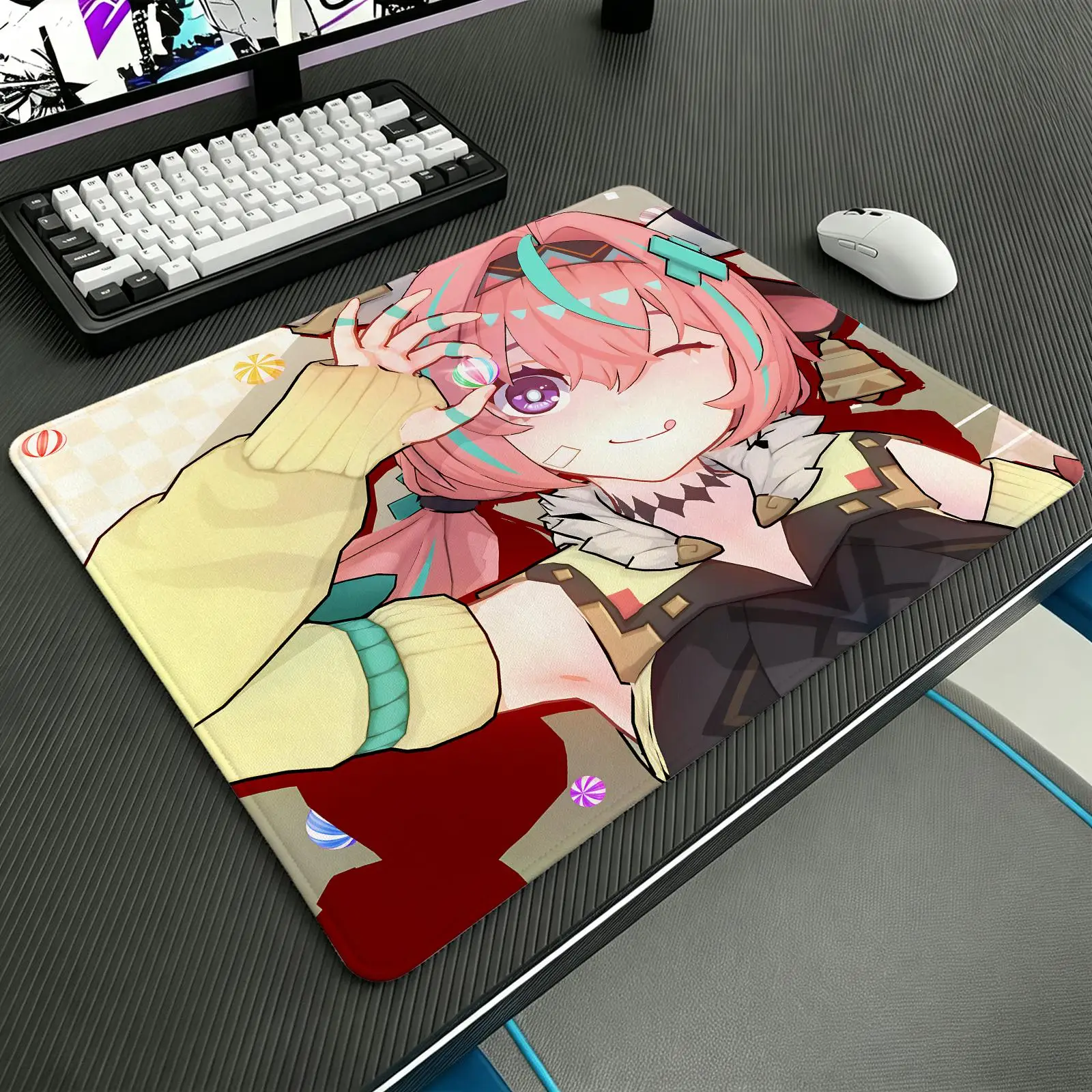 Compact S/M‑L E‑Sports Pad, genshin impact Varesa Tough Stitched Border for Lightweight Portable Laptop and Office Gaming