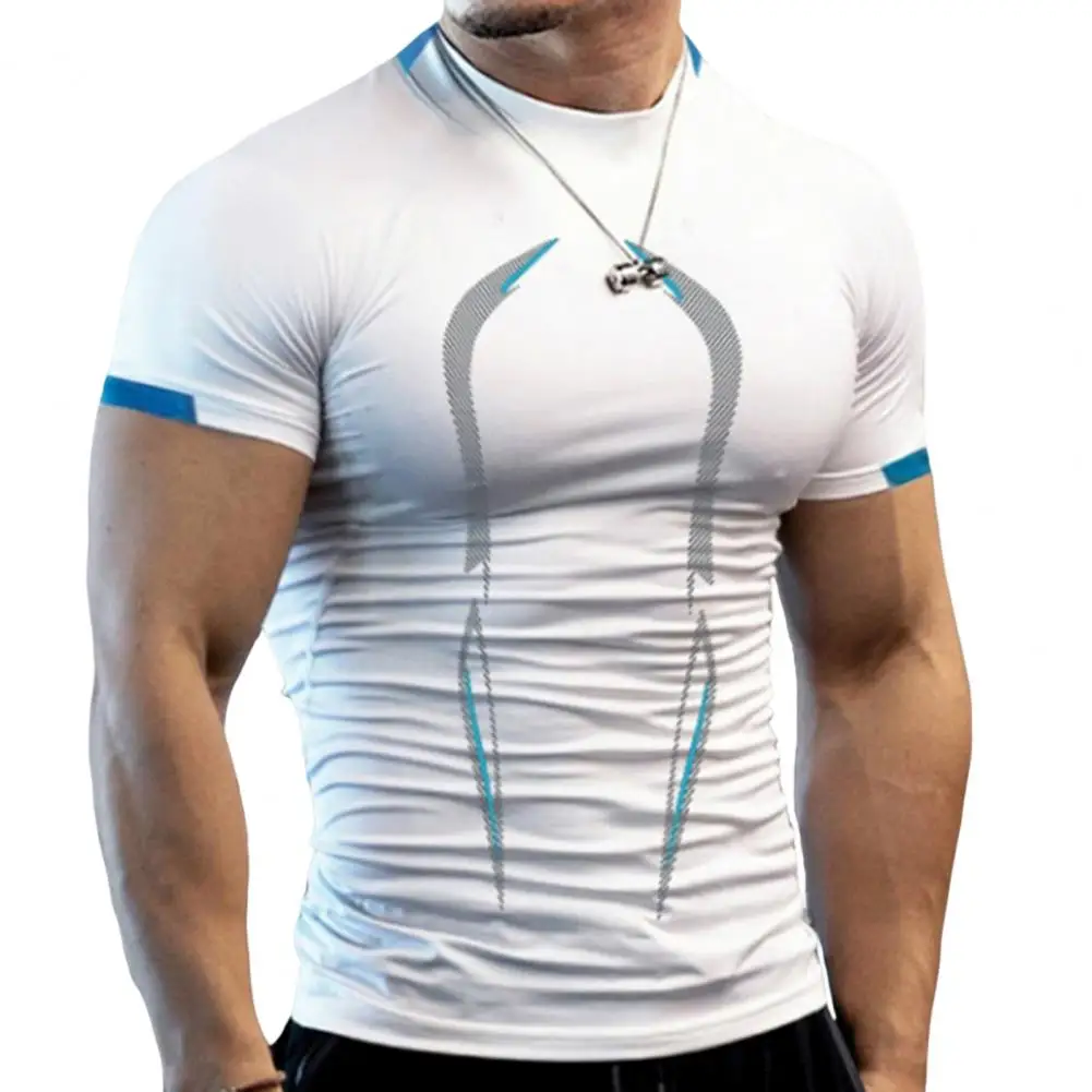 Fitness T-shirt Stylish Running Sport Gym Muscle T-shirt Quick Drying Summer T-shirt  Men Gym Sport Tee Shirt Streetwear