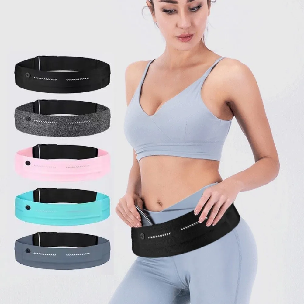 

Ультратонкая спортивная поясная сумка для телефона, плотно прилегающая, высокоэластичная, для бега, многофункциональная, с ночным светоотражающим эффектом