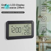 A07F-Thermometer Hygrometer Indoor With Alarm Clock, LCD Digital Thermometer, For Room, Living Room, Wine Cellar