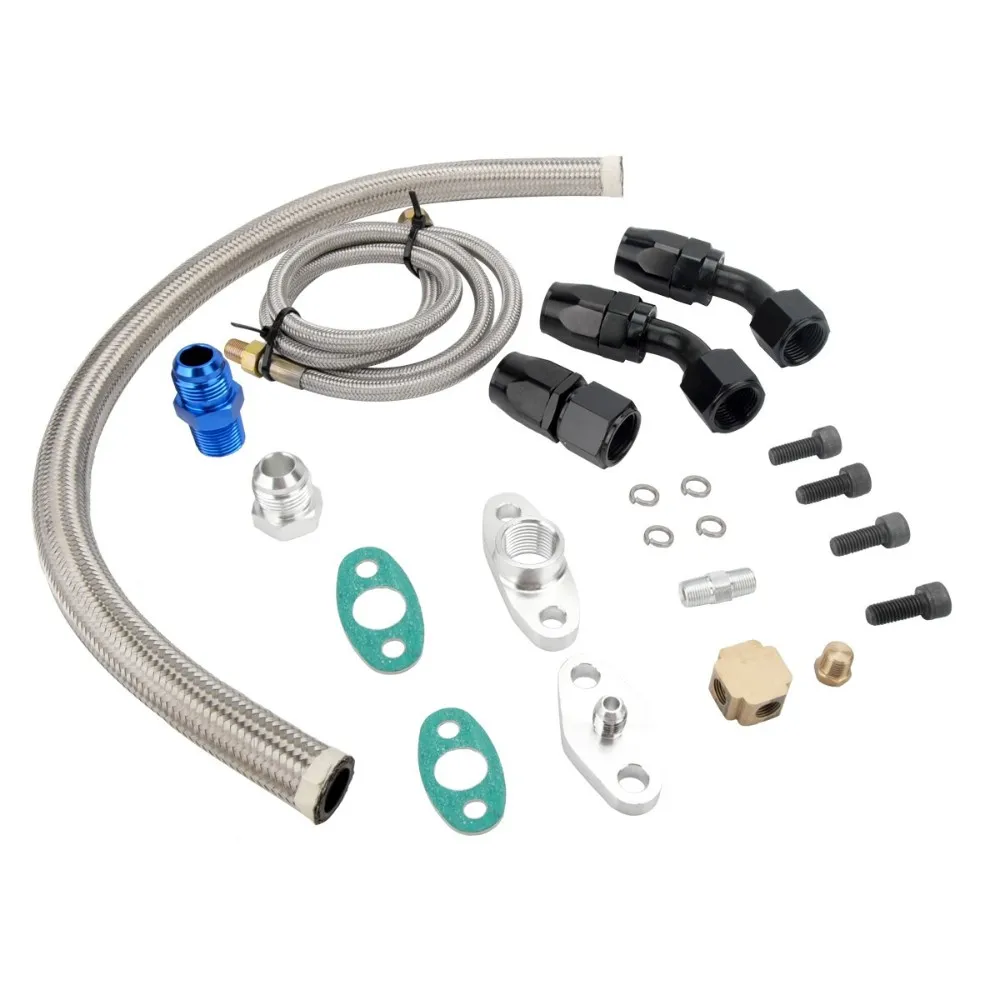 Car Oil Feed Oil Return Drain Line Hose Kit for T3 T4 T6 GT45 T04E T66 Turbo Turbocharger view 6