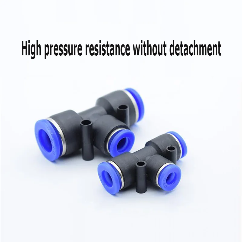 Pneumatic Fitting Air Connector Tube Quick Fittings Pipe Push In Hose E Type Tee Three Way 4mm 6mm 8mm PE PEG Plastic Connectors