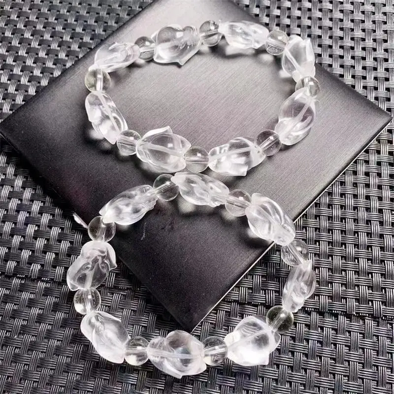 Натуральный прозрачный кварцевый Лисий браслет с резьбой по дереву Модный кристалл кварцевый драгоценный камень ювелирные изделия Восстанавливающий подарок для женщин 1 шт. Натуральный прозрачный кварцевый Лисий браслет с резьбой по дереву Модный кристалл кварцевый драгоценный камень ювелирные изделия Восстанавливающий подарок для женщин 1 шт.