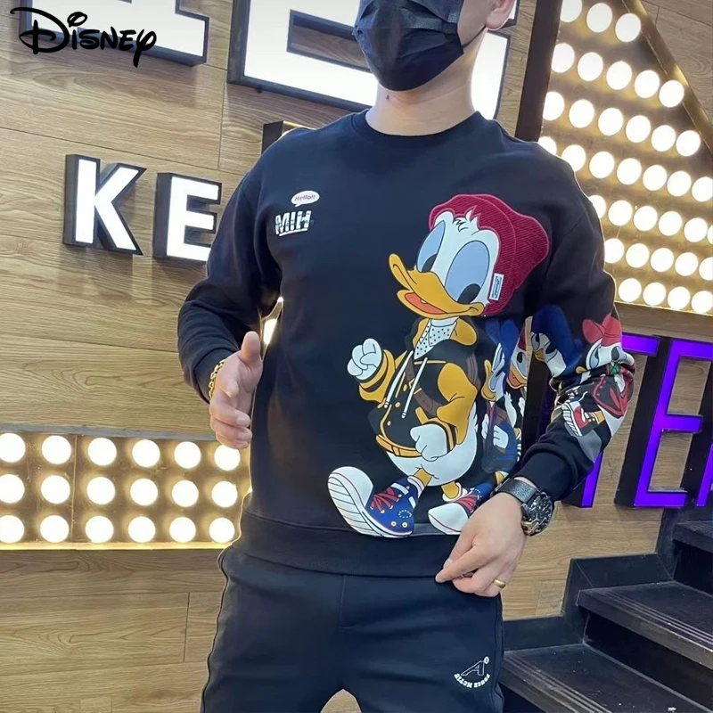 Imagem -05 - Disney Cartoon Pato Donald Estampa Manga Longa Camisola de Algodão Solto Decote em o Casal Casual Moda Nova Chegada Outono 2023