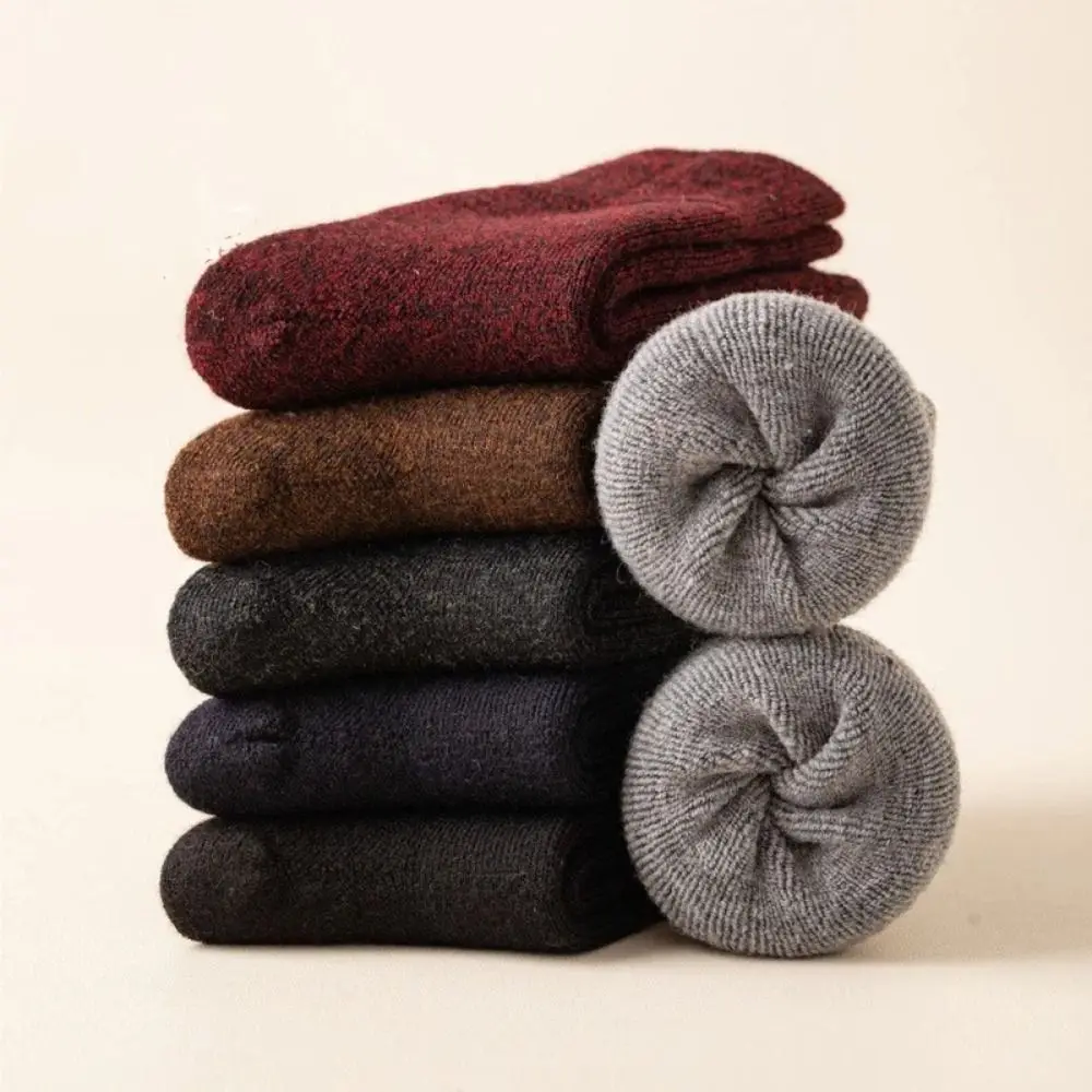 

Cozy Socks Thick Thermal Winter Warm Socks Soft Solid Color Thermal Socks Mid-Calf Length Breathable Boot Socks Winter