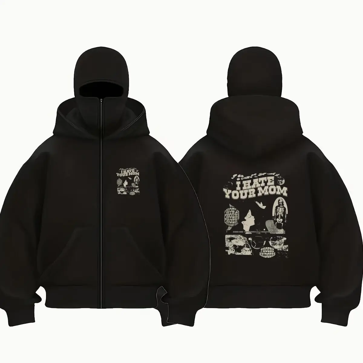 I Hate Mom Edgy Text new item double hooded sweatshirt men's hooded - view 4