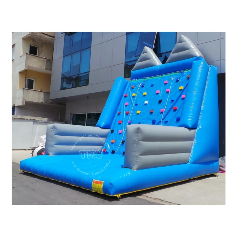 Popular outdoor mobile amusement air rock climbing wall challenging games inflatable climbing tower