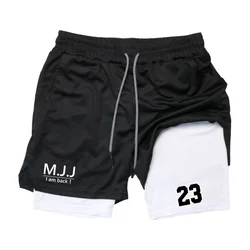New Men 2 in 1 Double Layer Shorts Sports Casual Gym Workout Brand Mesh Breathable Basketball Shorts Tight Sportswear Summer