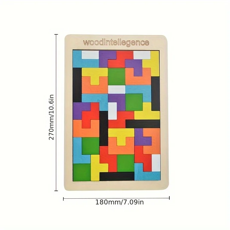 Wooden Blocks 3D Puzzle for Kids Brain Teasers Toy Tangram Jigsaw Intelligence Colorful Russian Blocks Montessori Educational