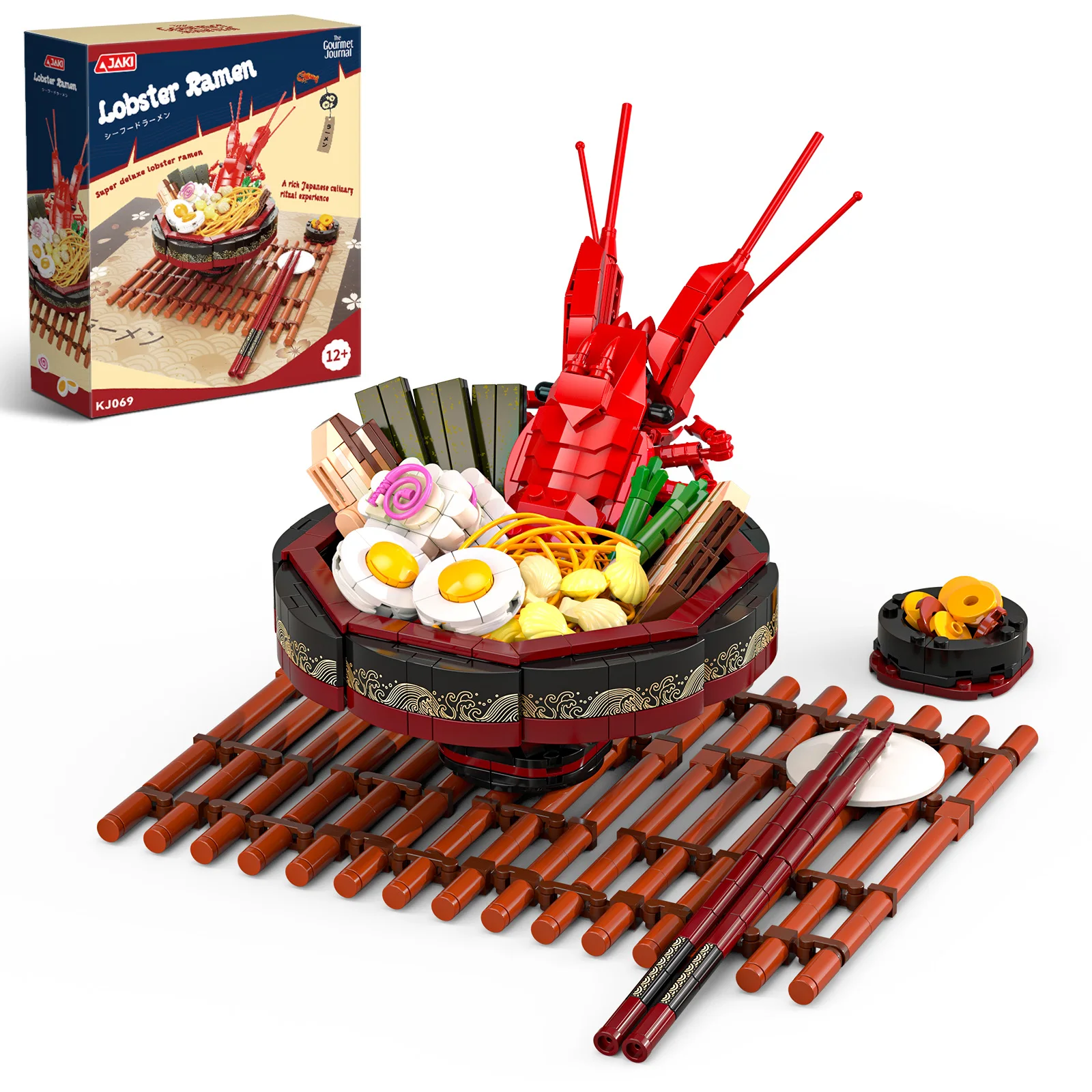 JAKI Lobster Ramen Model Kit Building Blocks Set Mini Food Fake Food Replica Display Adults Collectors Halloween Christmas Gift