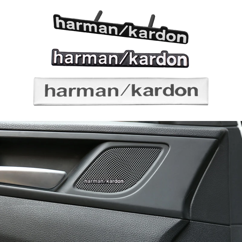 4PC 3D Aluminum Harman Kardon Logo Car Styling Sticker Car Audio Speaker Badge Emblem Decoration Stickers Decal Auto Accessories