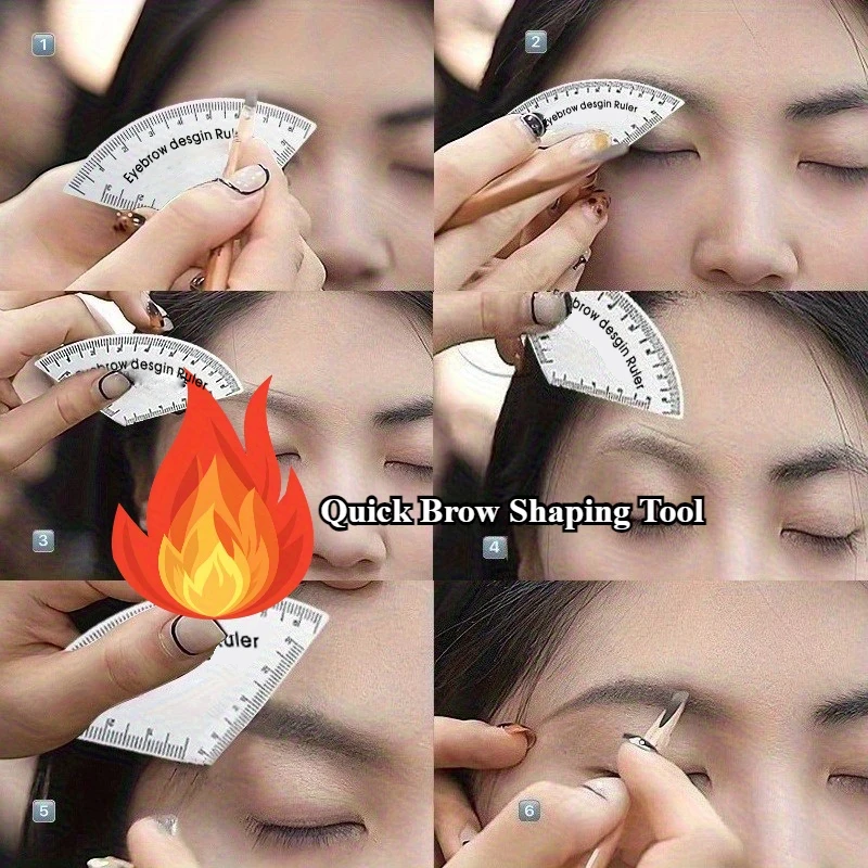 1個入り プラスチック製 眉毛シェイパー テンプレート - 女性用 瞬時に完璧な眉毛を作るステンシルキット、紐ガイド付きの楽々美容ツール