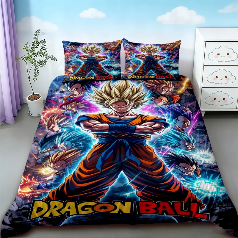 Duvet Cover Dragon Ball Anime Soft Comfortable Twin Single King Kids Adult Gift Three Piece Set Decorative Bed Sheet Pillowcase