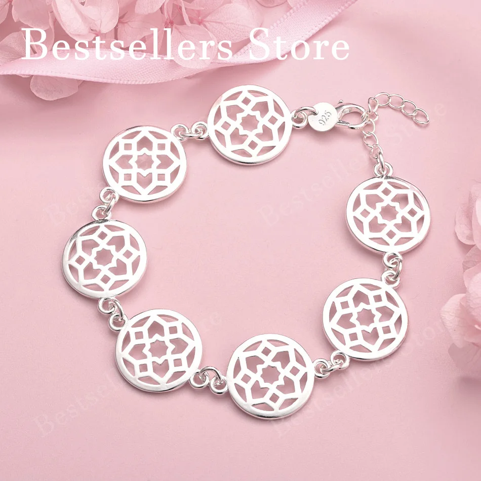 

925 sterling silver 8-inch exquisite flower bracelet, fashionable women's wedding party accessories, jewelry