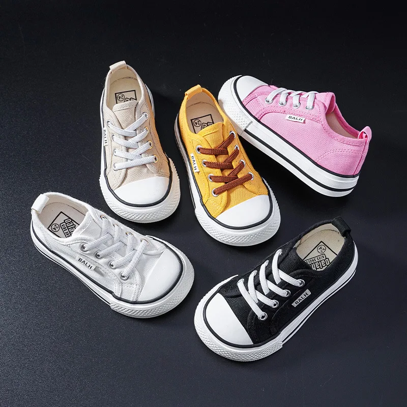 

New Autumn Girls Breathable Canvas Shoes Kids Lace-Up Slip-On Sneakers Children Low-Top Soft Sole White Shoes Casual Skate Shoes