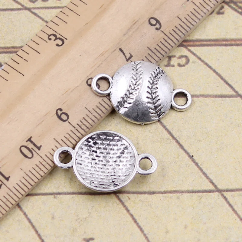 30pcs Charms Baseball Link Connector 22x14mm Antique Silver Color Pendants Making DIY Handmade Tibetan Finding Jewelry