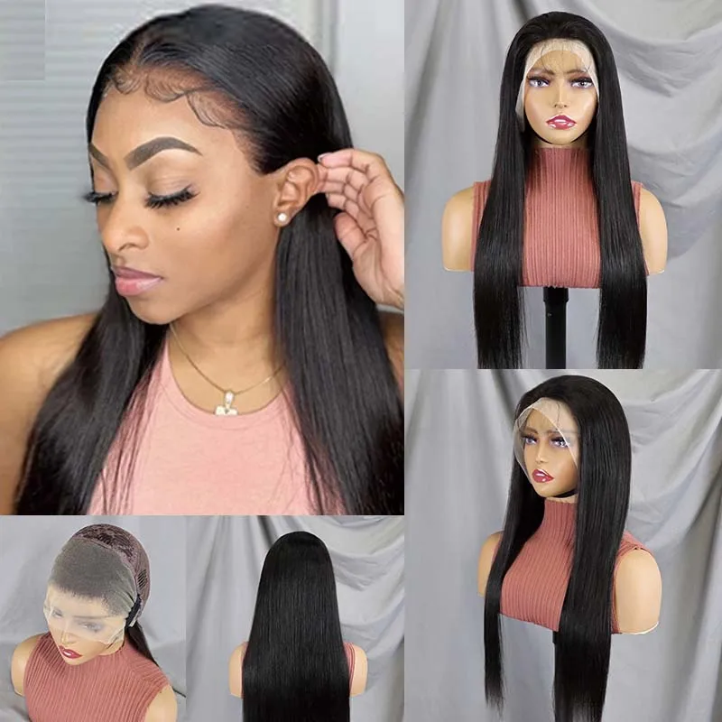 13X4 SD Clear Lace Frontal Wig Straight Lace Front Wigs Human Hair for Black Women Human Hair Pre Plucked with Baby Hair 24 Inch