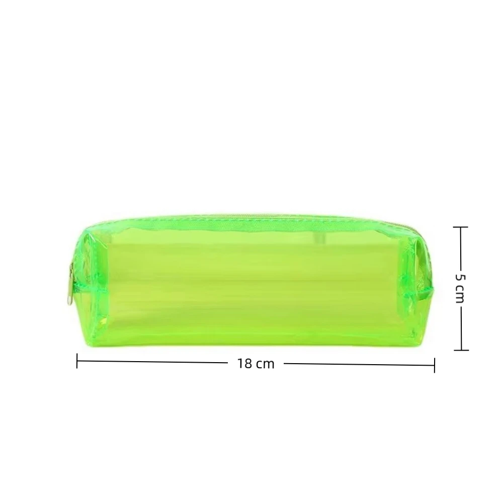 Simple Colorful Pencil Storage Bag PVC Transparent Student Stationery Large-Capacity Multi-Function Zipper Bag Children Gift